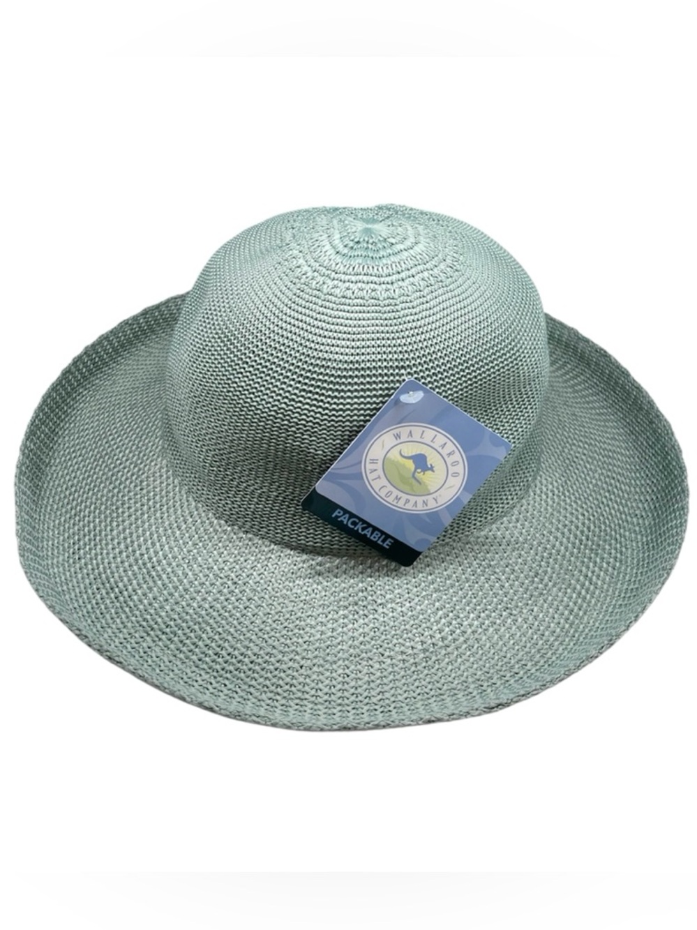 Wallaroo Sun Hat NEW Seafoam Green Victoria Poly Straw Adjustable & Packable